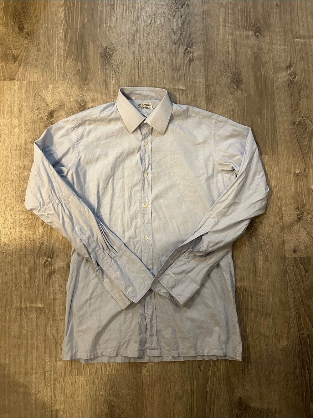 Vintage 1970s Charvet Light Blue Men's Dress Shirt French Cuffs